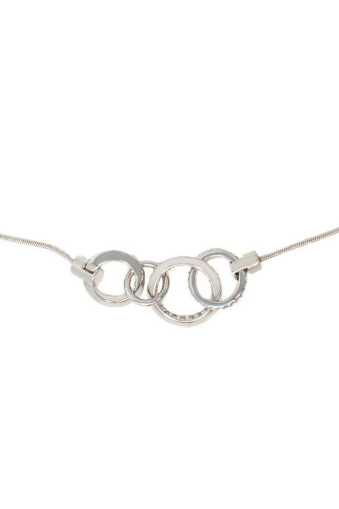 Essential Pave Circle Link Necklace - Rhodium