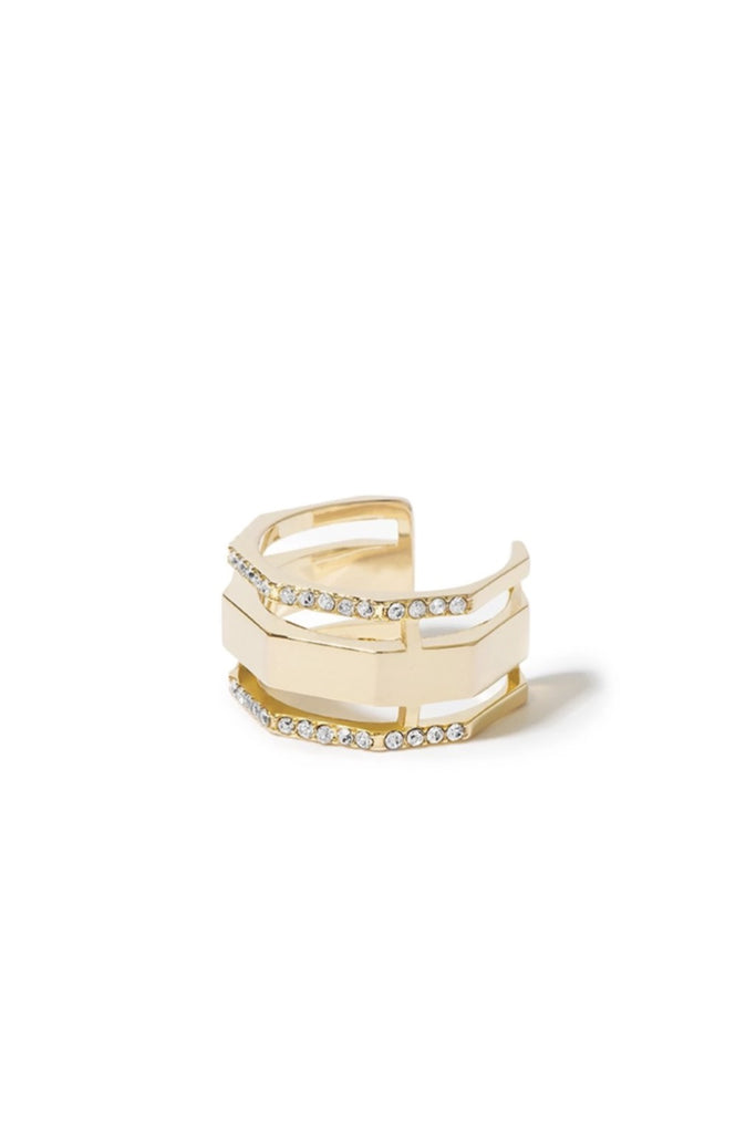 Essential Pave Faceted Cut-out Ring - Gold