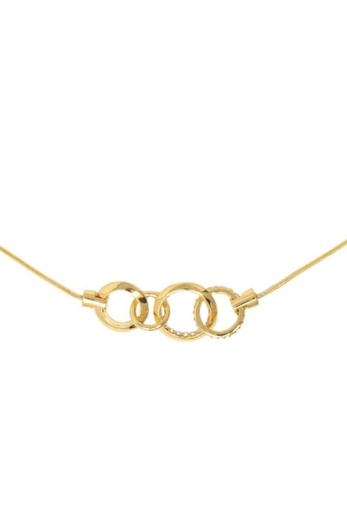 Essential Pave Circle Link Necklace - Gold