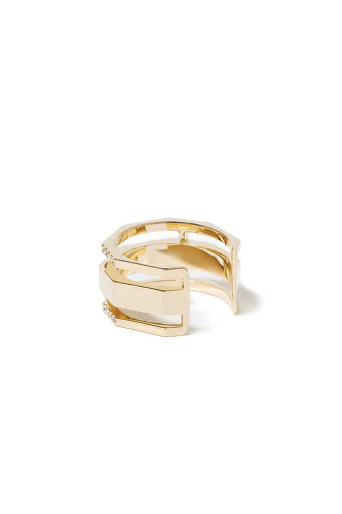 Essential Pave Faceted Cut-out Ring - Gold