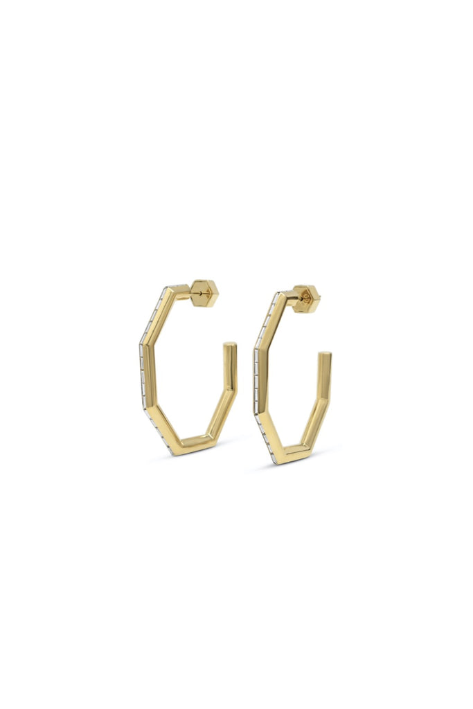 Essential Baguette Inlay Hoop Earrings - Gold